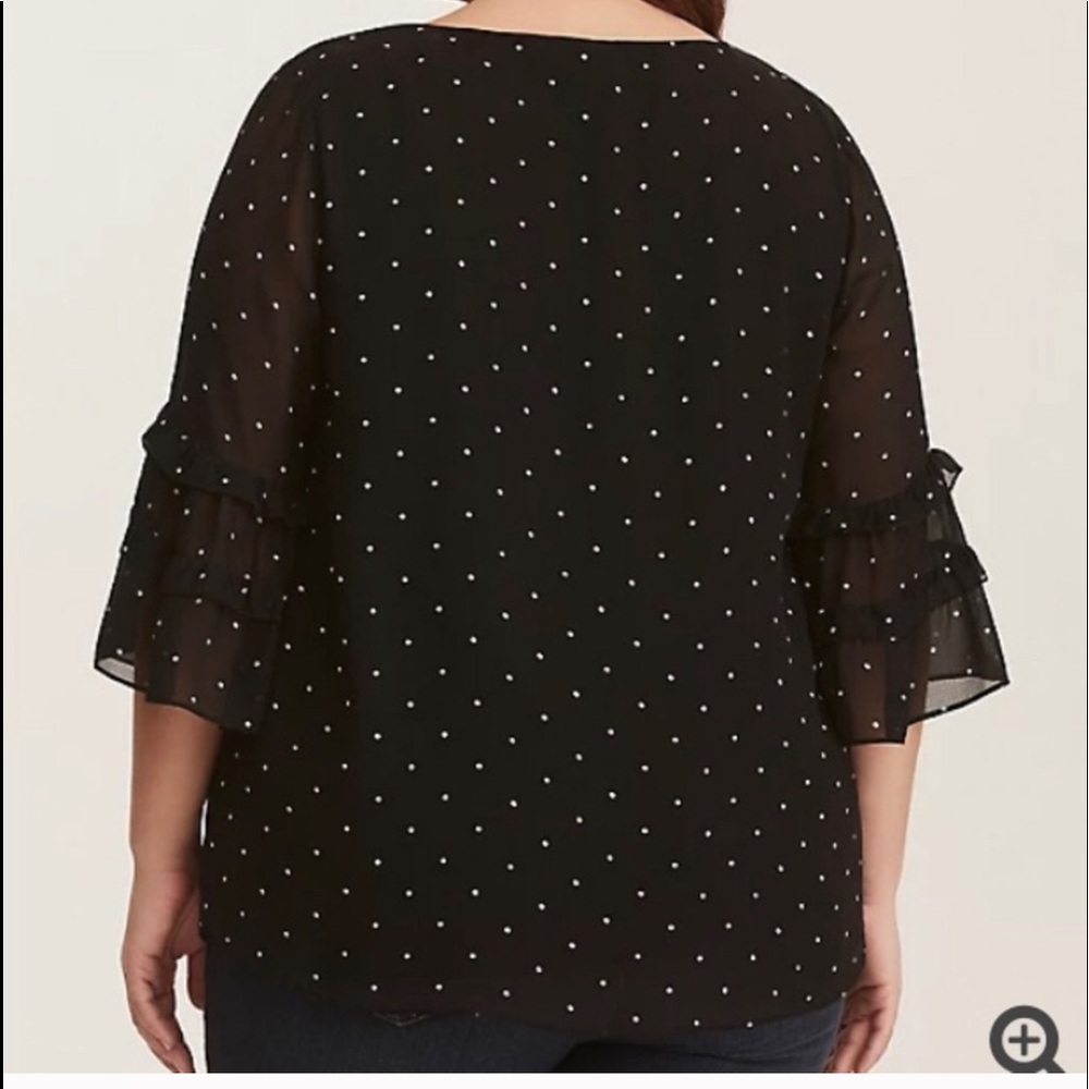 Plus Torrid Dot Chiffon Ruffle Sleeve Top - Picture 3 of 8